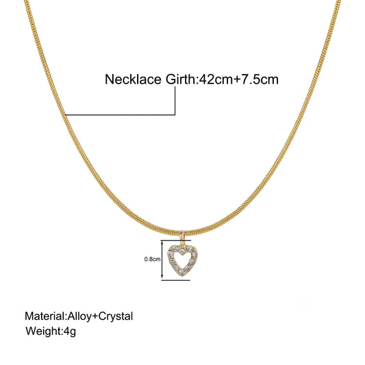 Temperamental All-match Sweater Chain Jewelry Zircon Peach Heart Pendant Necklace - FASHIONKULTUR