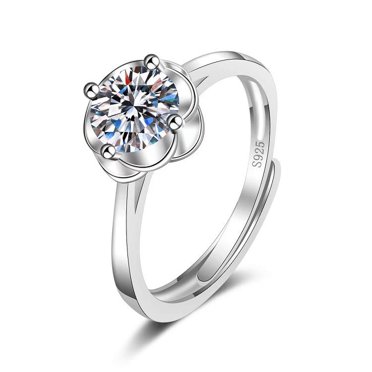 Moissanite Classic Six-claw 1 Karat Open Ring - FASHIONKULTUR