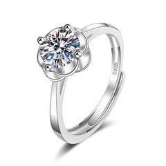 Moissanite Classic Six-claw 1 Karat Open Ring - FASHIONKULTUR