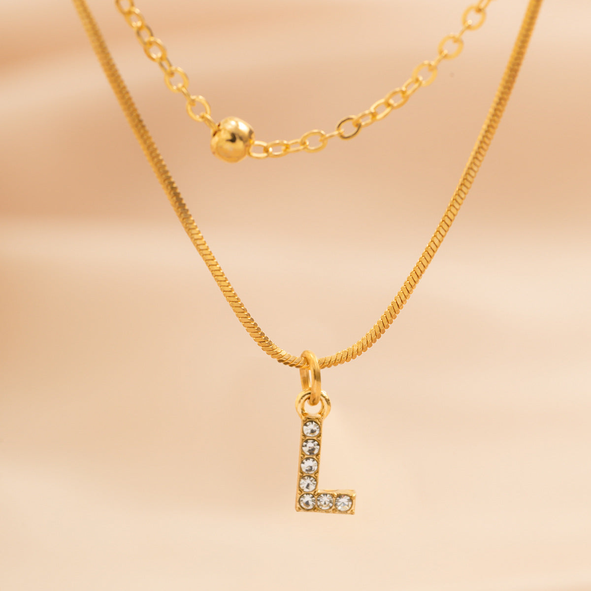 Simple Rhinestone English Letter Pendant Double Layer - FASHIONKULTUR