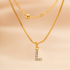 Simple Rhinestone English Letter Pendant Double Layer - FASHIONKULTUR