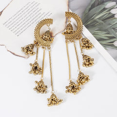 Niche Design Stud Earrings Ornament Vintage Ethnic Style Hollow Bell Pendant