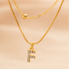 Simple Rhinestone English Letter Pendant Double Layer - FASHIONKULTUR