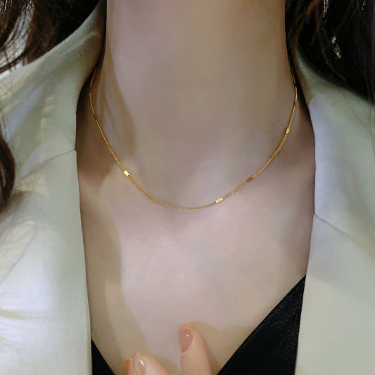 Titanium Steel Necklace 18K Gold Plating Niche Female Design - FASHIONKULTUR