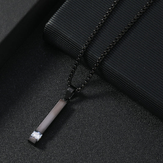 Stainless Steel Zircon Necklace Cold Square Diamond - FASHIONKULTUR