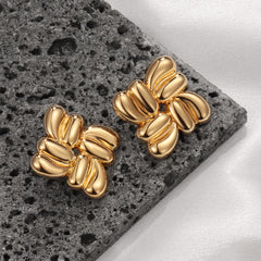 Electroplated Real Gold Vintage Zircon Stud Earrings For Women