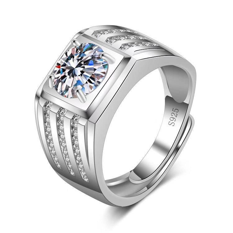 Moissanite Classic Six-claw 1 Karat Open Ring - FASHIONKULTUR