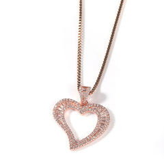 Square Zirconium Small Heart Pendant Simple Hip Hop Necklace - FASHIONKULTUR