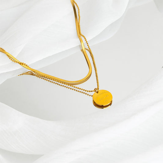 Twin Round Necklace For Women 18K Gold Plating Double Layer - FASHIONKULTUR