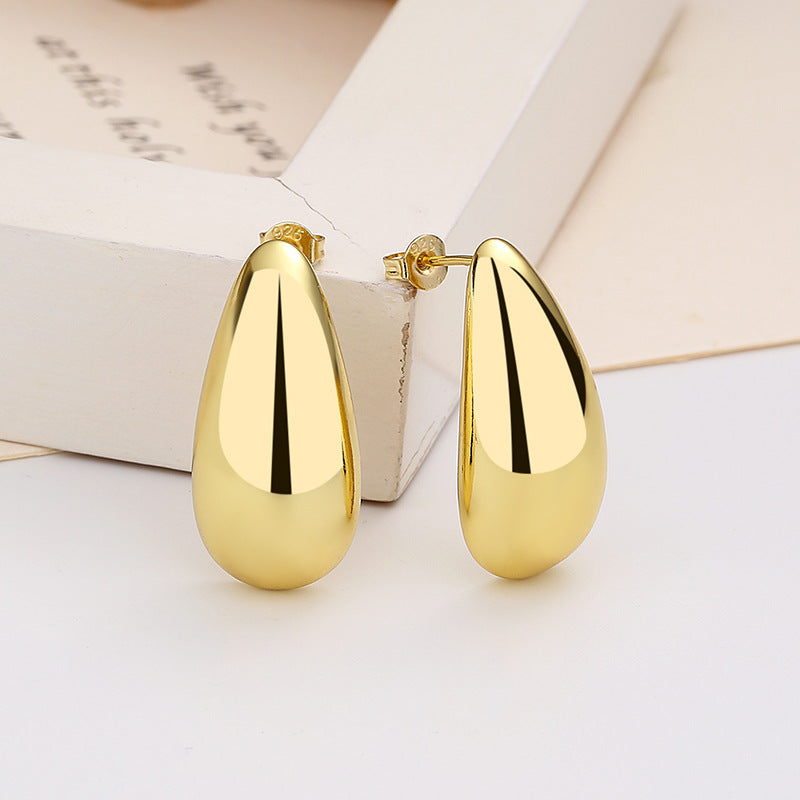 Fashion Jewelry Water Drop Glossy 16k Real Gold Plating Simple And Elegant Earrings - FASHIONKULTUR