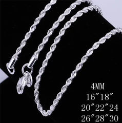 18K White Gold Plated Rope Chain - FASHIONKULTUR