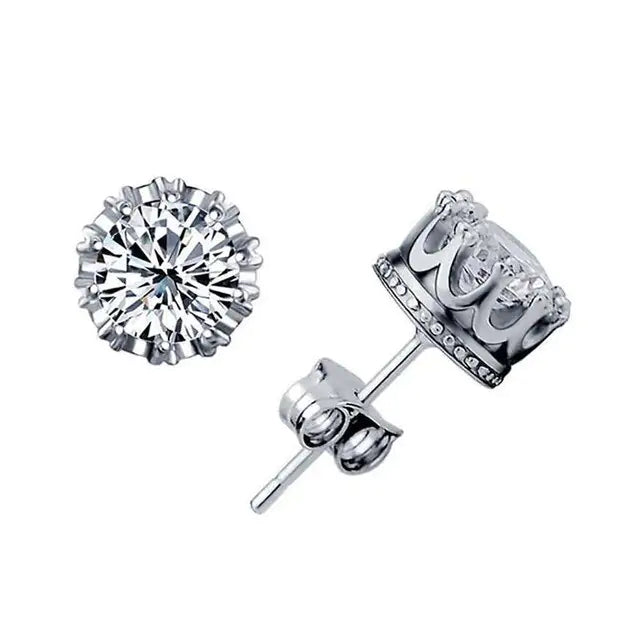 Classic Shining Silver CZ Stud Earrings - FASHIONKULTUR