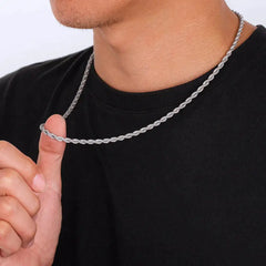 18K White Gold Plated Rope Chain - FASHIONKULTUR