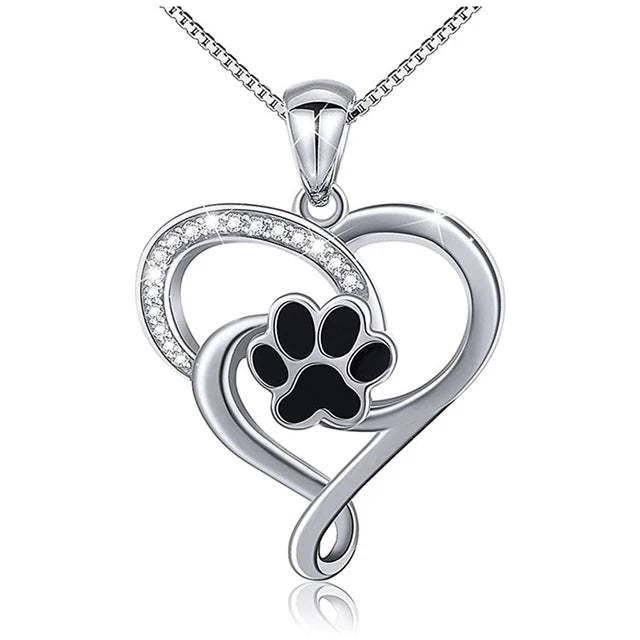 Dog Footprints Heart Necklace - FASHIONKULTUR