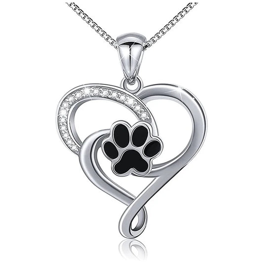 Dog Footprints Heart Necklace - FASHIONKULTUR