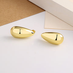 Fashion Jewelry Water Drop Glossy 16k Real Gold Plating Simple And Elegant Earrings - FASHIONKULTUR