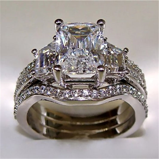 Vintage 10K White Gold 3ct Lab Diamond Ring - FASHIONKULTUR