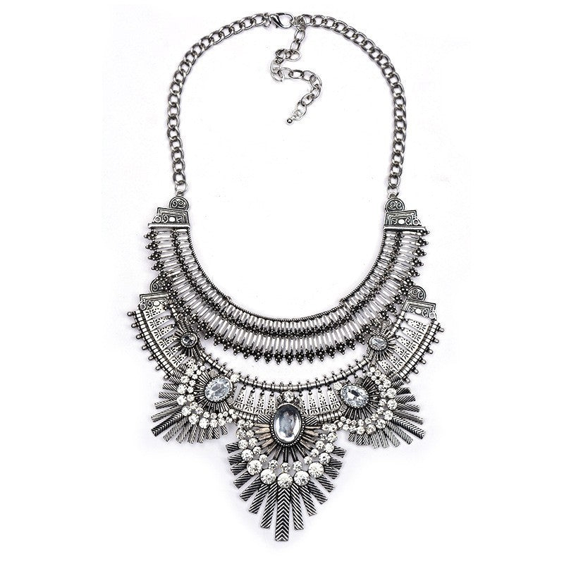 Exaggerated Owl Alloy Diamond Black Clavicle Necklace - FASHIONKULTUR