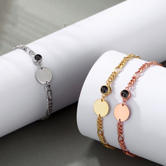 Round Brand Personalized Color Photo Projection Bracelet