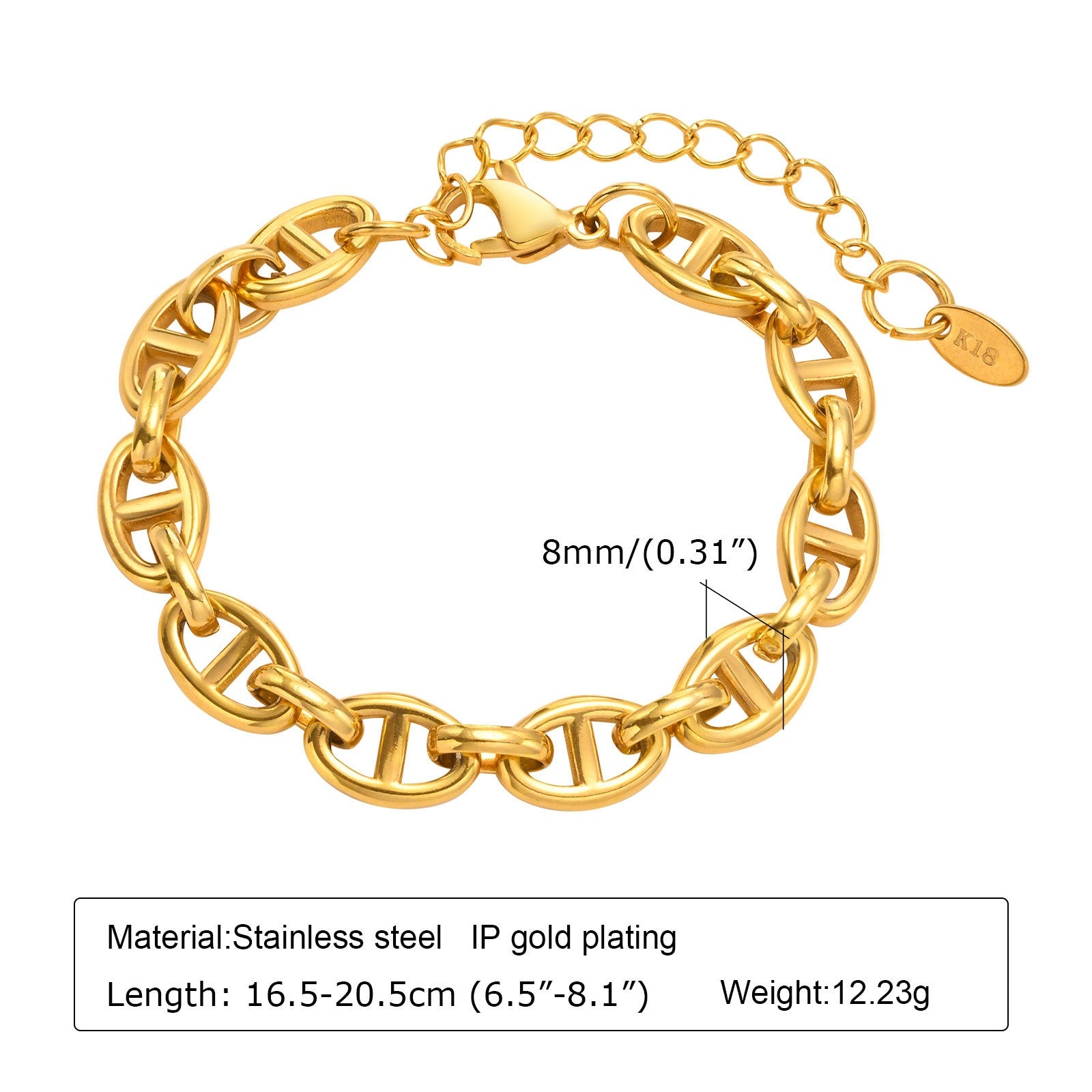 Ornament Extended Stainless Steel Bracelet Gold - FASHIONKULTUR