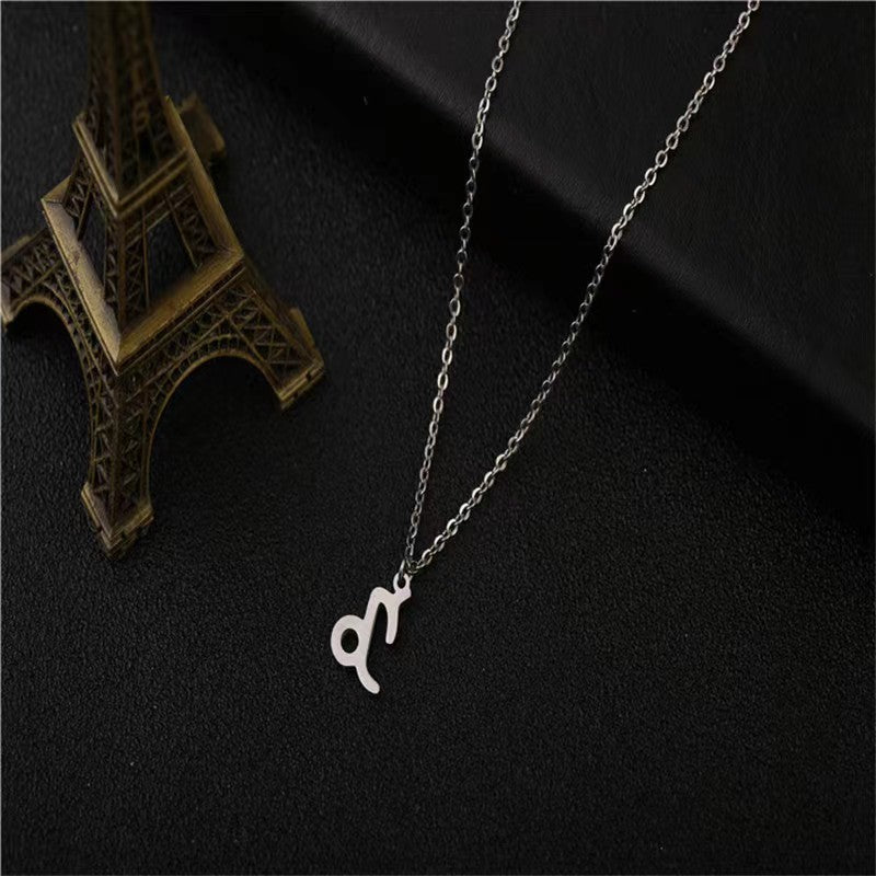 Twelve Constellation Pendant Necklace Simple Titanium Steel Clavicle Chain - FASHIONKULTUR