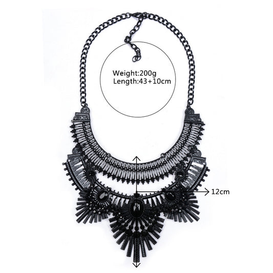 Exaggerated Owl Alloy Diamond Black Clavicle Necklace - FASHIONKULTUR