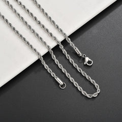 Stainless Steel Hip Hop Vacuum Plating Twisted Rope Twist Necklace