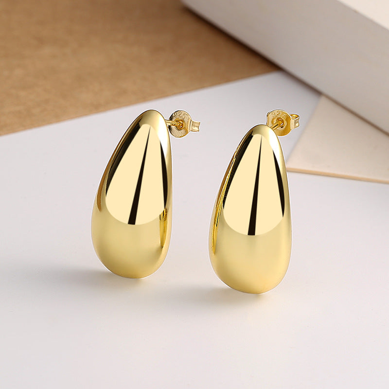 Fashion Jewelry Water Drop Glossy 16k Real Gold Plating Simple And Elegant Earrings - FASHIONKULTUR