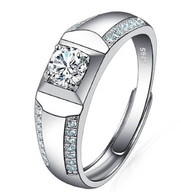 Platinum Diamond Ring Moissanite Ring D Color 1 Carat Opening - FASHIONKULTUR