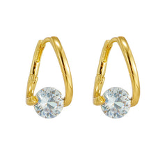 Copper Plated Real Gold Simple Zircon Ear Clip Exquisite Small Flashing Earrings - FASHIONKULTUR