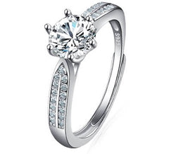 Platinum Diamond Ring Moissanite Ring D Color 1 Carat Opening - FASHIONKULTUR