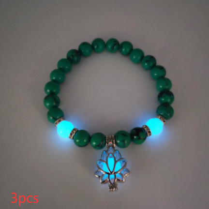 Energy Luminous Lotus Natural Stone Bracelet Yoga Healing Luminous Glow In The Dark Charm Beads Bracelet For Men Women Prayer Buddhism - FASHIONKULTUR