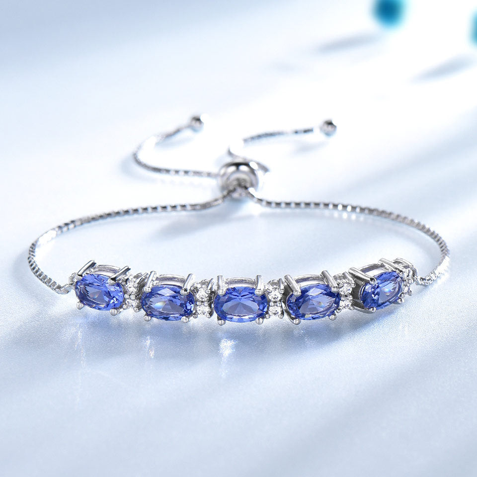 Bracelets For Women Gemstone Blue Topaz Adjustable Chain Link Bracelet Christmas Jewelry - FASHIONKULTUR