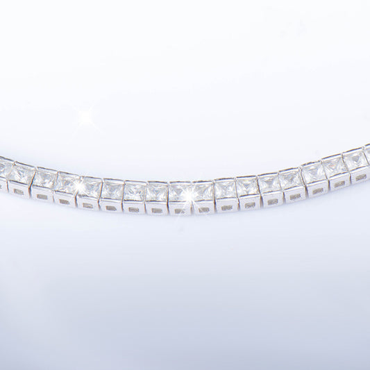 Sterling Silver Bracelet With Square Diamonds And Electroplated Real Gold - FASHIONKULTUR