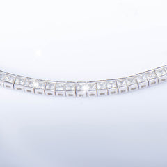 Sterling Silver Bracelet With Square Diamonds And Electroplated Real Gold - FASHIONKULTUR