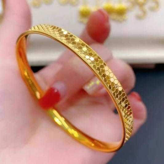 Dragon Scale Texture Bracelet Female Concave-convex Bright Surface Printed Scale Solid Bracelet