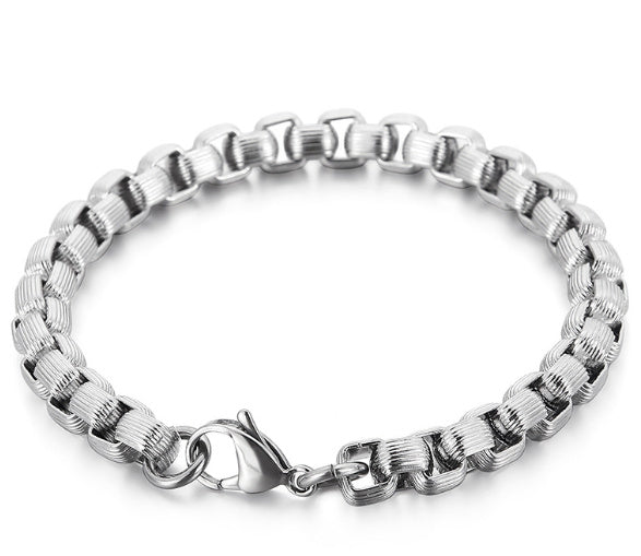 Trendy Simple Square Pearl Titanium Steel Bracelet Necklace For Men - FASHIONKULTUR