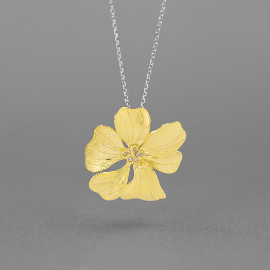 Pure Silver Single Petal Paeonia Peony French Flower Pendant - FASHIONKULTUR