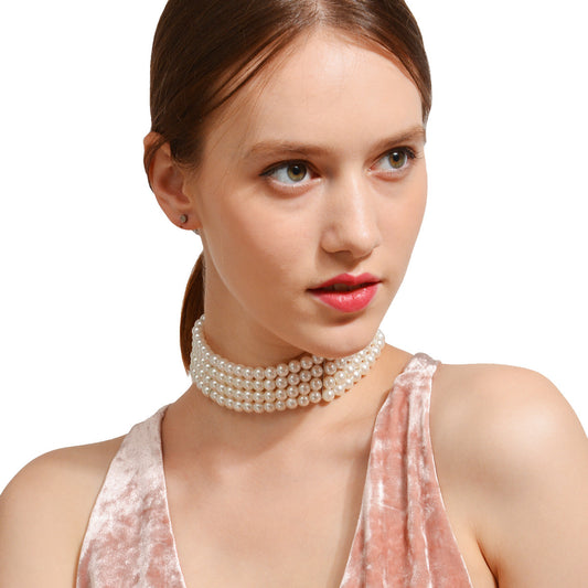 Women's Fashion Trend Handmade Multilayer Pearl Necklace