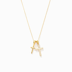 Silver Double Cross Necklace For Women