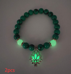 Energy Luminous Lotus Natural Stone Bracelet Yoga Healing Luminous Glow In The Dark Charm Beads Bracelet For Men Women Prayer Buddhism - FASHIONKULTUR