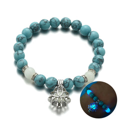 Energy Luminous Lotus Natural Stone Bracelet Yoga Healing Luminous Glow In The Dark Charm Beads Bracelet For Men Women Prayer Buddhism - FASHIONKULTUR