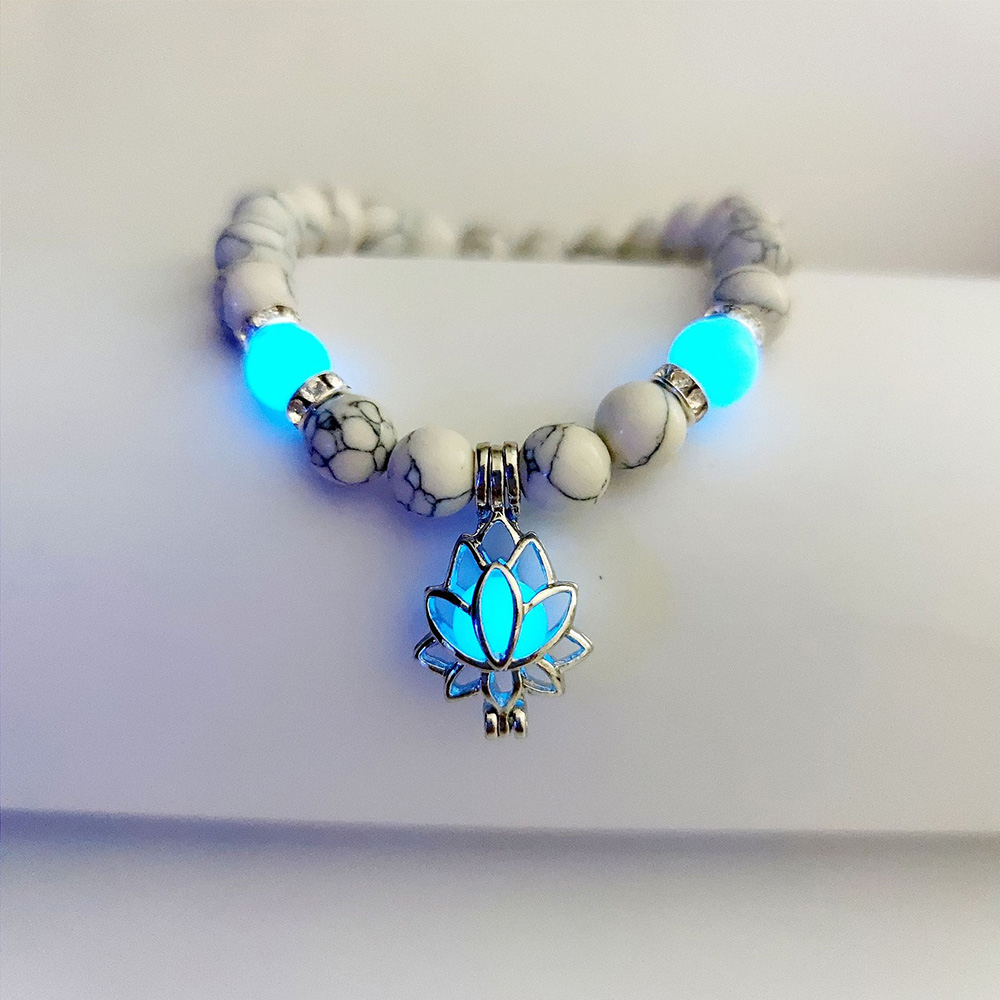 Energy Luminous Lotus Natural Stone Bracelet Yoga Healing Luminous Glow In The Dark Charm Beads Bracelet For Men Women Prayer Buddhism - FASHIONKULTUR