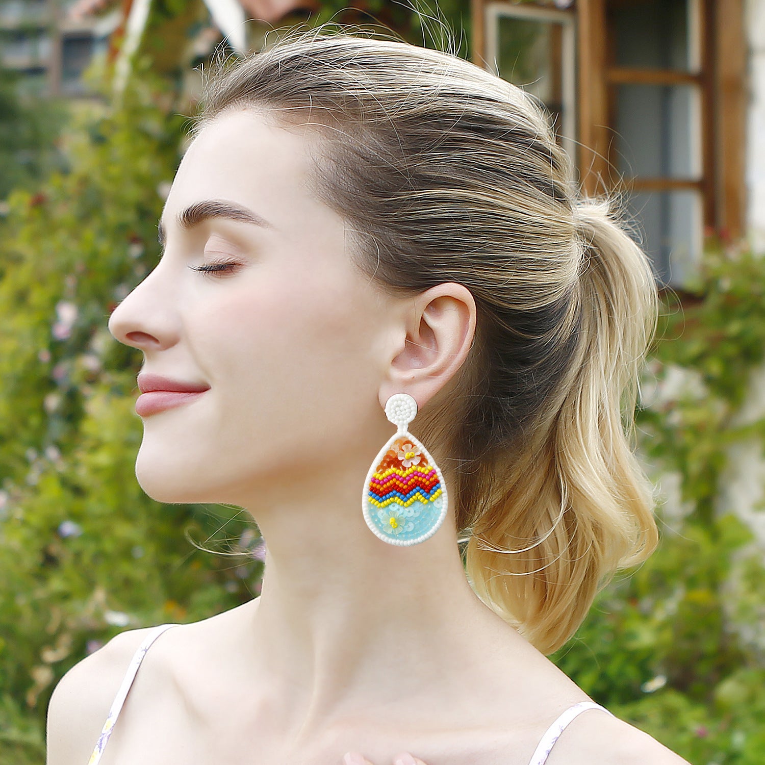 Hand-woven Easter Egg Earrings Easter Decoration Jewelry - FASHIONKULTUR