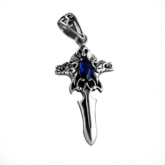 S925 Silver Vintage Cross Necklace Men's Personality Pendant