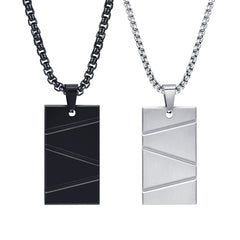 Titanium Steel Geometric Stainless Steel Pendant Necklace Rectangular Boys Can Carve Writing Tag