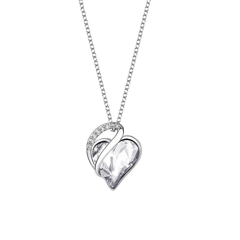 925 Sliver Heart Shaped Geometric Necklace Jewelry Women's Clavicle Chain Valentine's Mothers Day Gift - FASHIONKULTUR