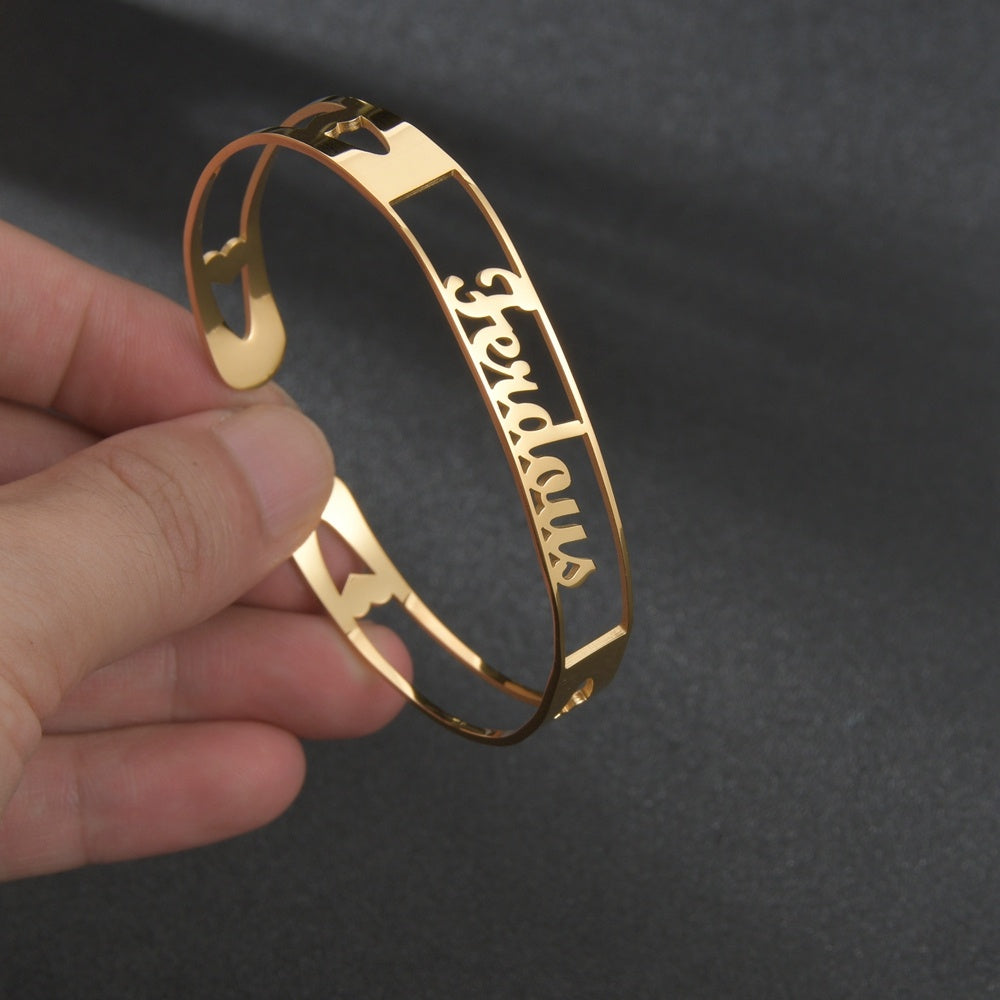 Customized Name Bracelet Personalized Custom Bangles Stainless Steel Jewelry - FASHIONKULTUR