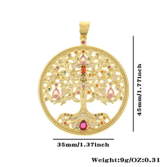 Colorful Zircon Light Luxury Tree Of Life Pendant