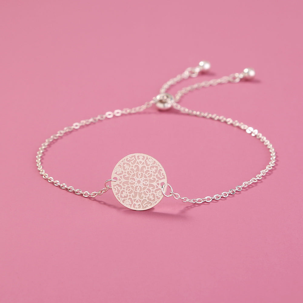 Silver Round textured glow-in-the-dark shrink bracelet - FASHIONKULTUR